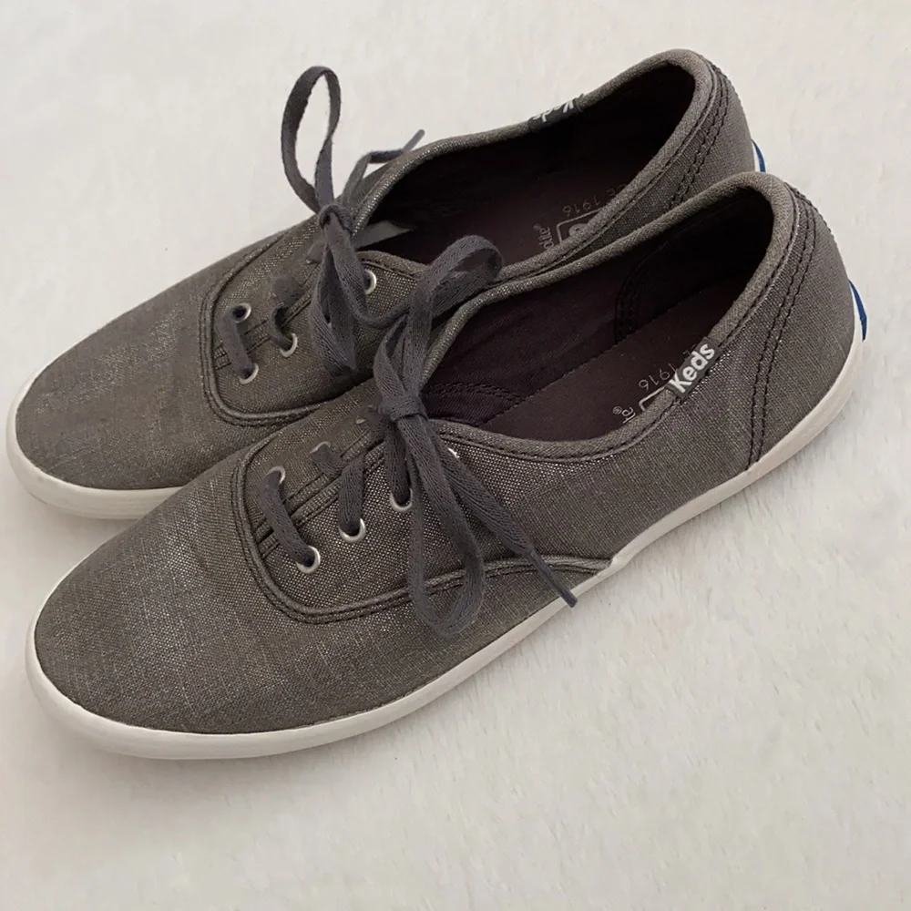 Keds | Champion Ortholite Metallic Linen Gray Sneakers WF57958 Gunmetal Grey 7.5 - Picture 9 of 14